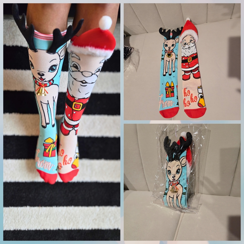 Festive Reindeer and Santa Socks